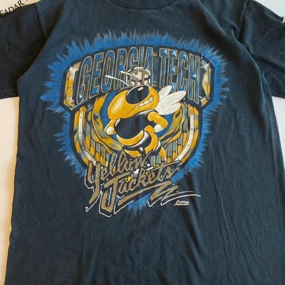 70s vintage yellow × blue football tee L 70s Champion Blue Bar Football Jersey T-shirt Vintage